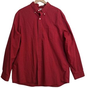 LL Bean Classic Red Checkered Men's Long Sleeve Button Down Shirt - Size XL